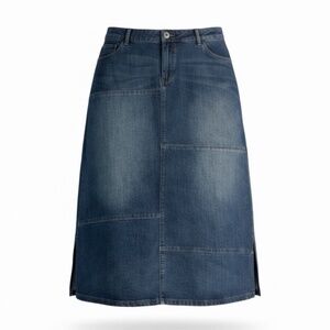 Catherines Black Label Stretch Denim Midi Jean Skirt 1X 18/20W Pockets